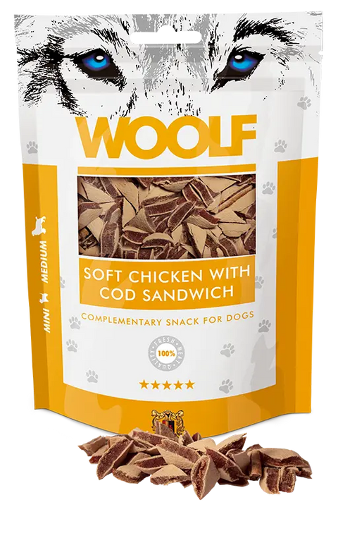 Woolf Soft Chicken with Cod Sandwich 100g