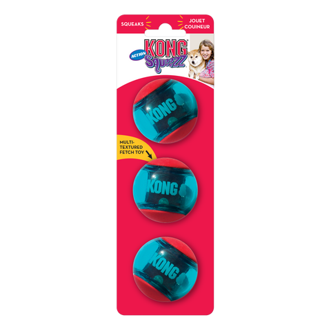 Kong Squeezz Action Ball Small 3pk